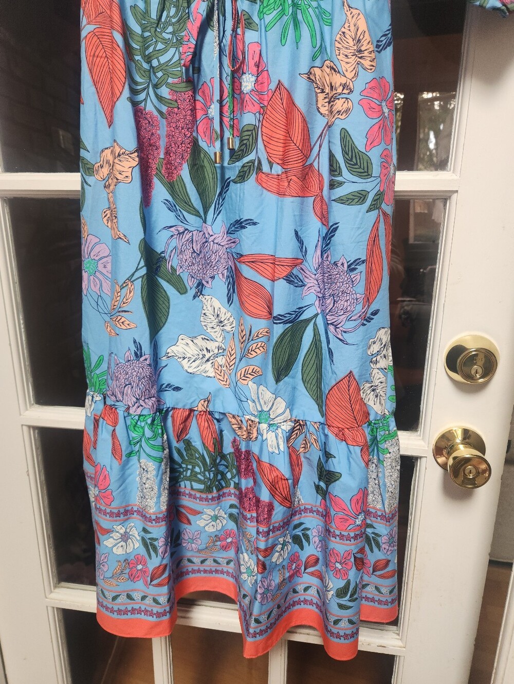 Talbot's NWT Multi-Colored Dress In Floral Print With Ruffle Hem; Petite Small - Picture 5 of 10
